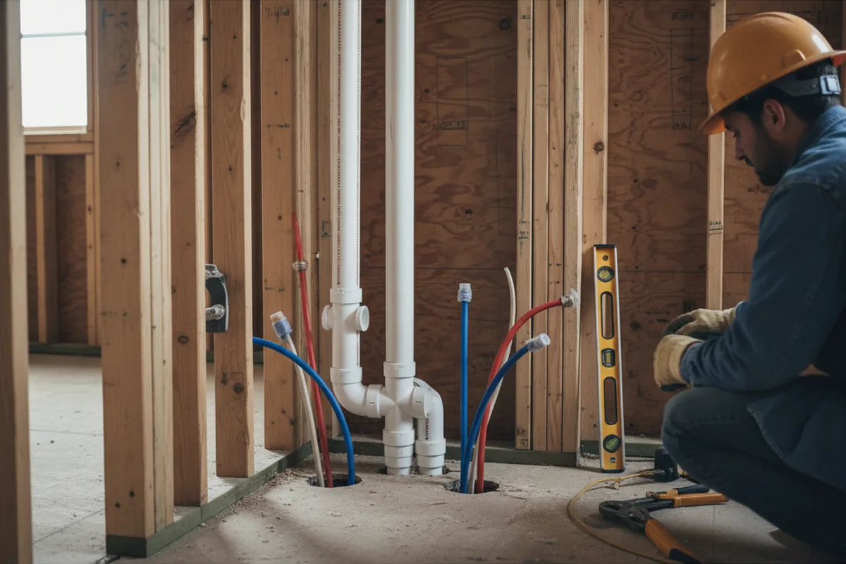 Drain and supply rough-in during Sump Pump Repair in Geraldine
